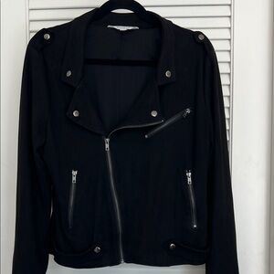 Market & Spruce Black faux Suede Lined Jacket W/ Accent Zippers Size L